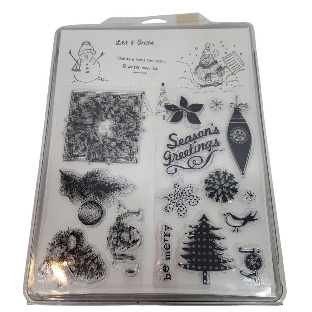 Mixed Brands Christmas Holiday Rubber Cling Stamp Set Snowman Noel Peace Santa